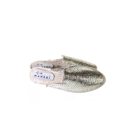 NEW Manebi Espadrilles Womens Size 38 |  Womens 7.5 US | Metallic Leather Mules - Picture 4 of 9